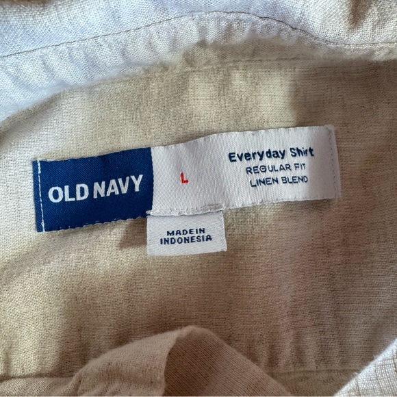2 Men's Old Navy Everyday Linen Blend Button Up Shirts, Rust, Beige, Size L - Picture 7 of 11